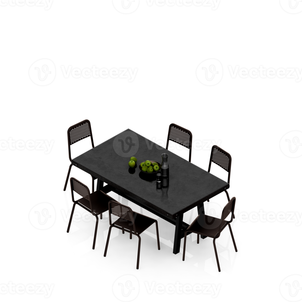 Isometric Table Set 3D render png