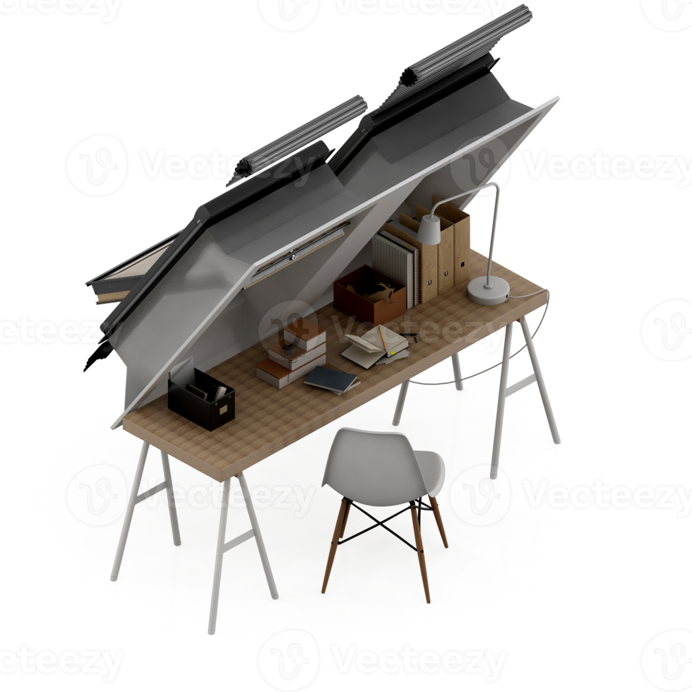Isometric Table 3D render png
