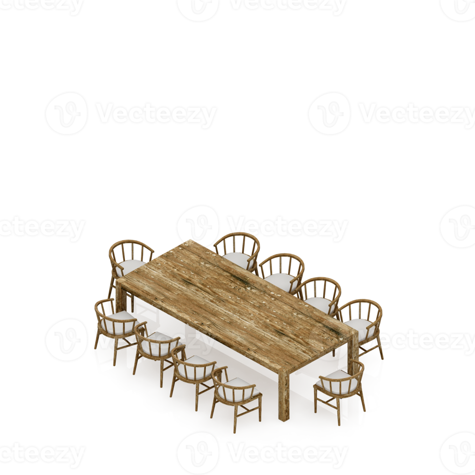 Isometric Table Set 3D render png