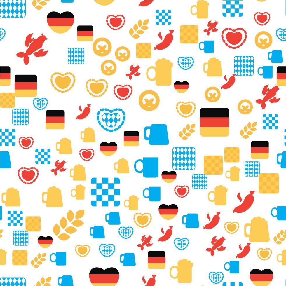 Oktoberfest Seamless Pattern With Drink and Food vector