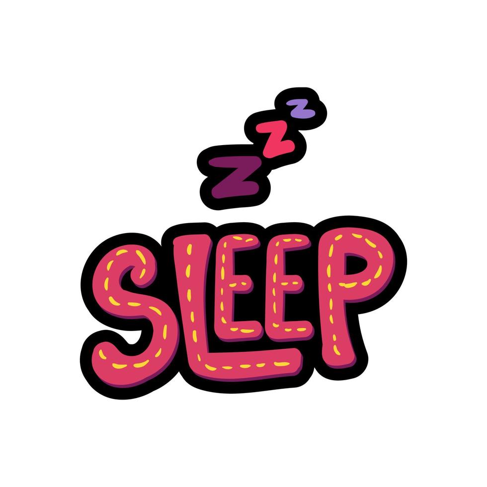 Zzz, sleep lettering stitched frame illustration vector