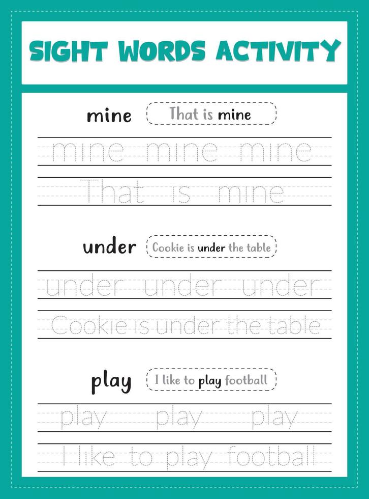 Sight Words Activity Book vector