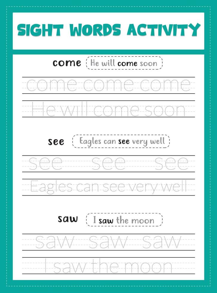 Sight Words Activity Book vector