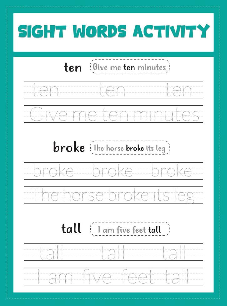 Sight Words Activity Book vector