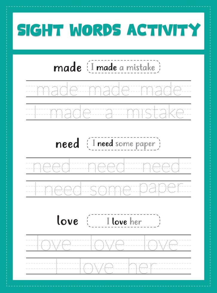 Sight Words Activity Book vector
