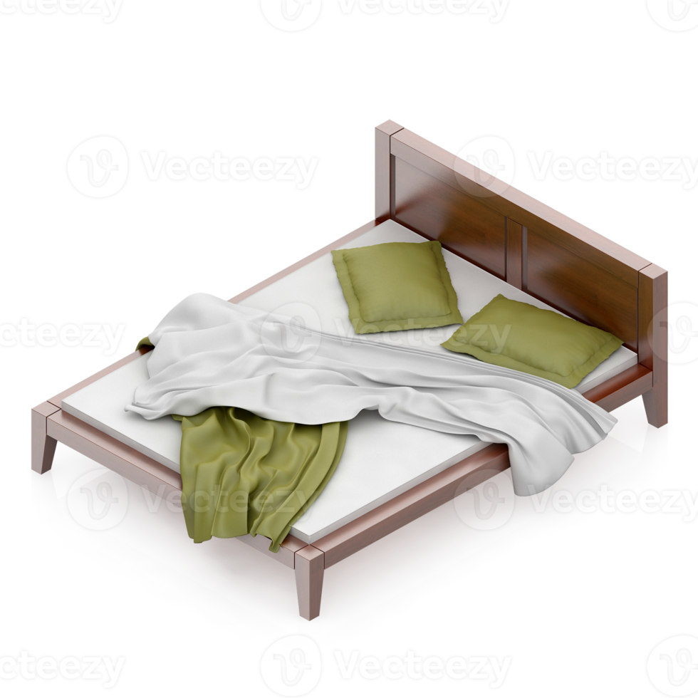Isometric Bedroom 3D render png