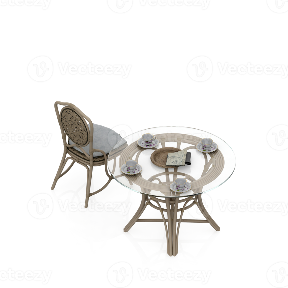 Isometric Table Set 3D render png