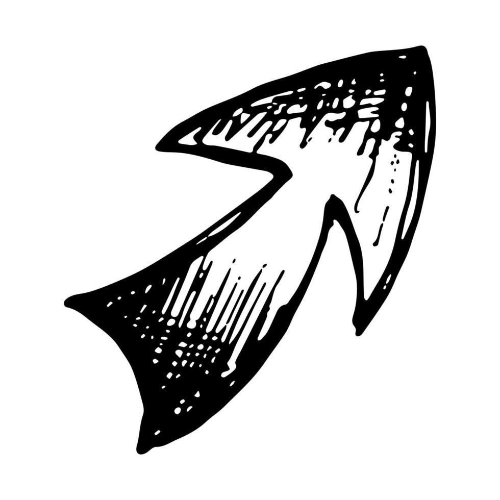 Hand drawn ink arrow illustration in sketch style. Business doodle clipart. Single element for design vector