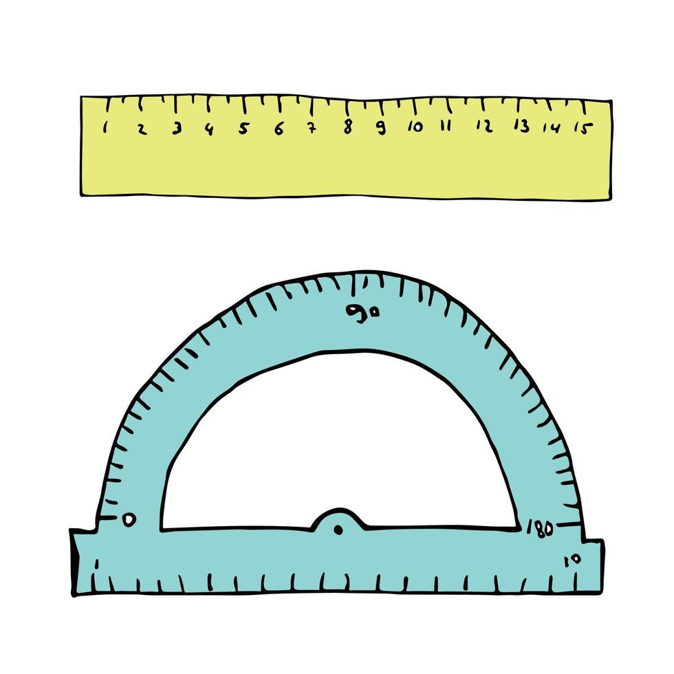 Vector ruler clipart. Hand drawn office supplies illustration. For print, web, design, decor, logo.