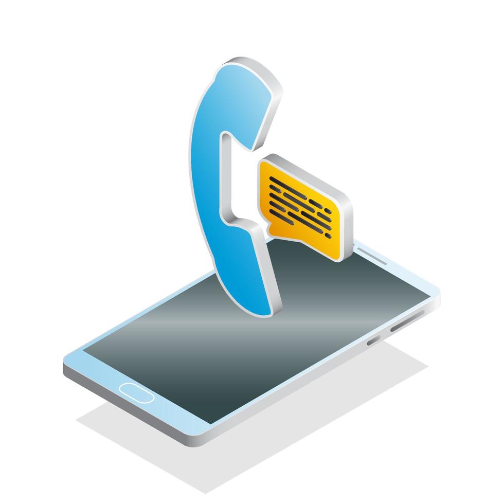 3D phone, chat, and smartphone, Isometric phone icon vector