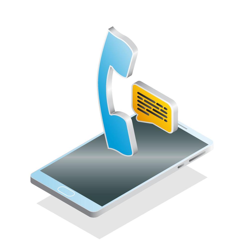 3D phone, chat, and smartphone, Isometric phone icon vector