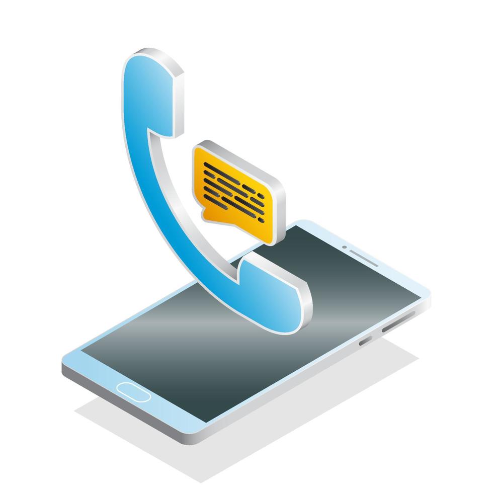 3D phone, chat, and smartphone, Isometric phone icon vector