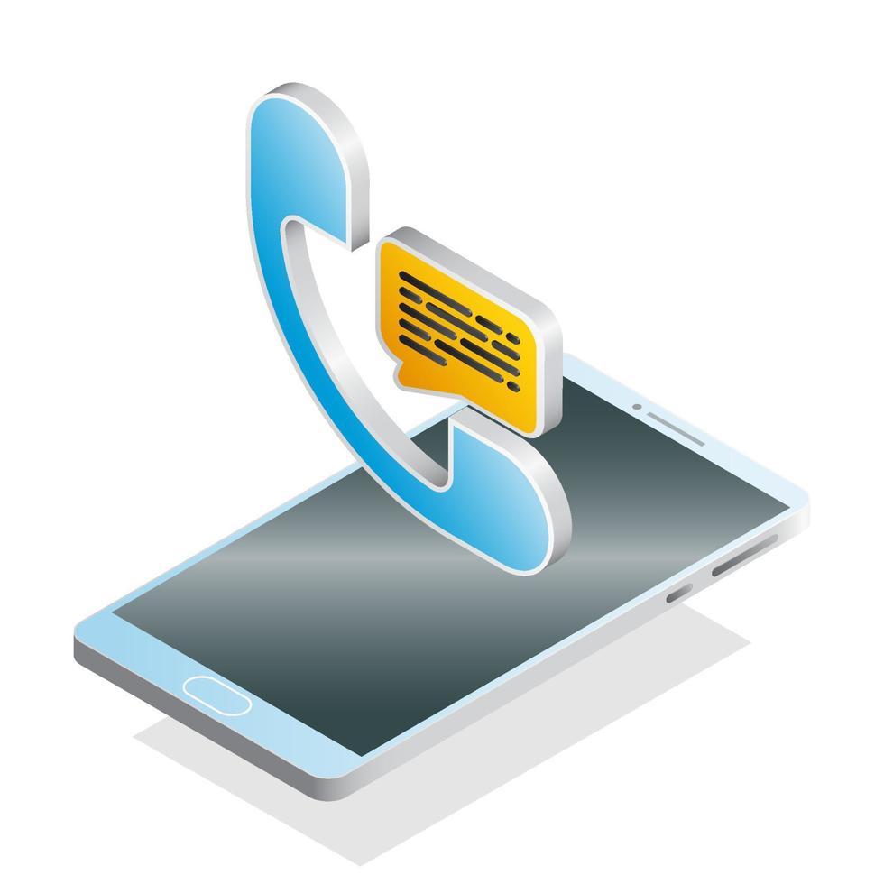 3D phone, chat, and smartphone, Isometric phone icon vector