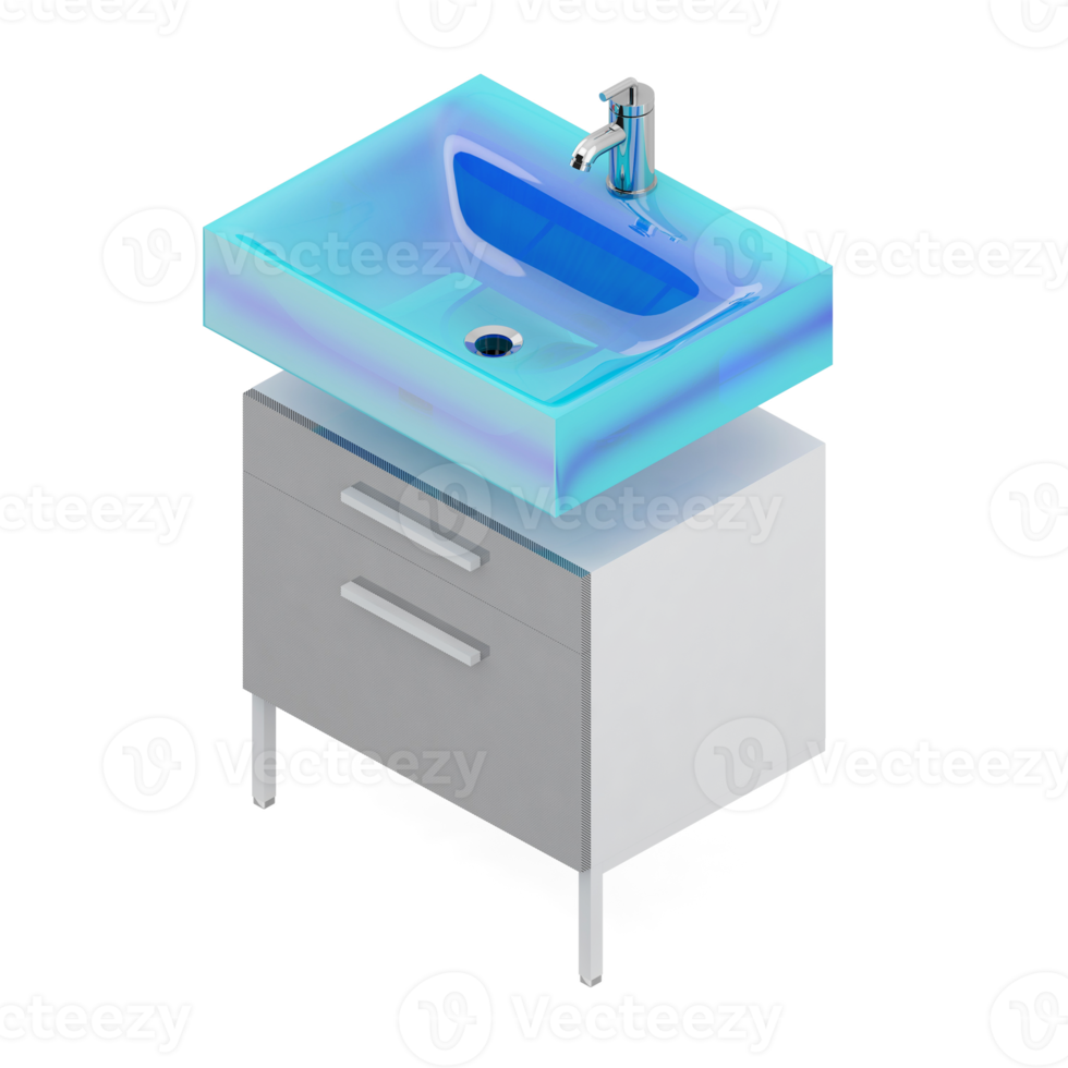 Isometric bathroom items 3D isolated render png