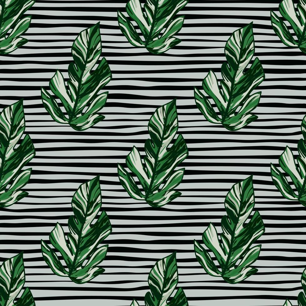 Creative tropical leaves seamless pattern in sketch style. Palm leaf endless floral background. vector