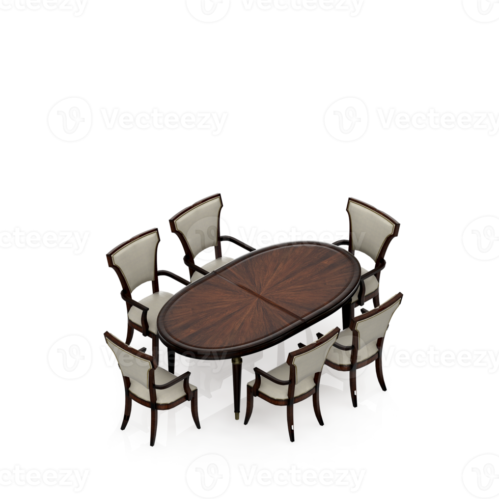 Isometric Table Set 3D render png