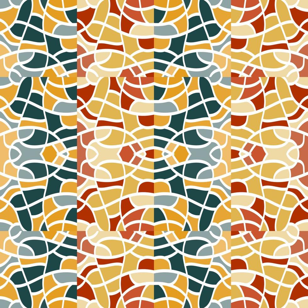 Creativef linear mosaic seamless pattern. Abstract line endless wallpaper. Vintage geometric tile ornament. vector