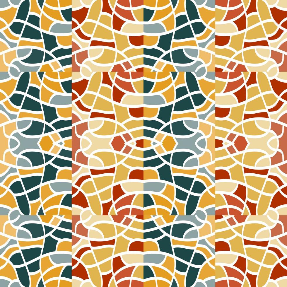 Creativef linear mosaic seamless pattern. Abstract line endless wallpaper. Vintage geometric tile ornament. vector