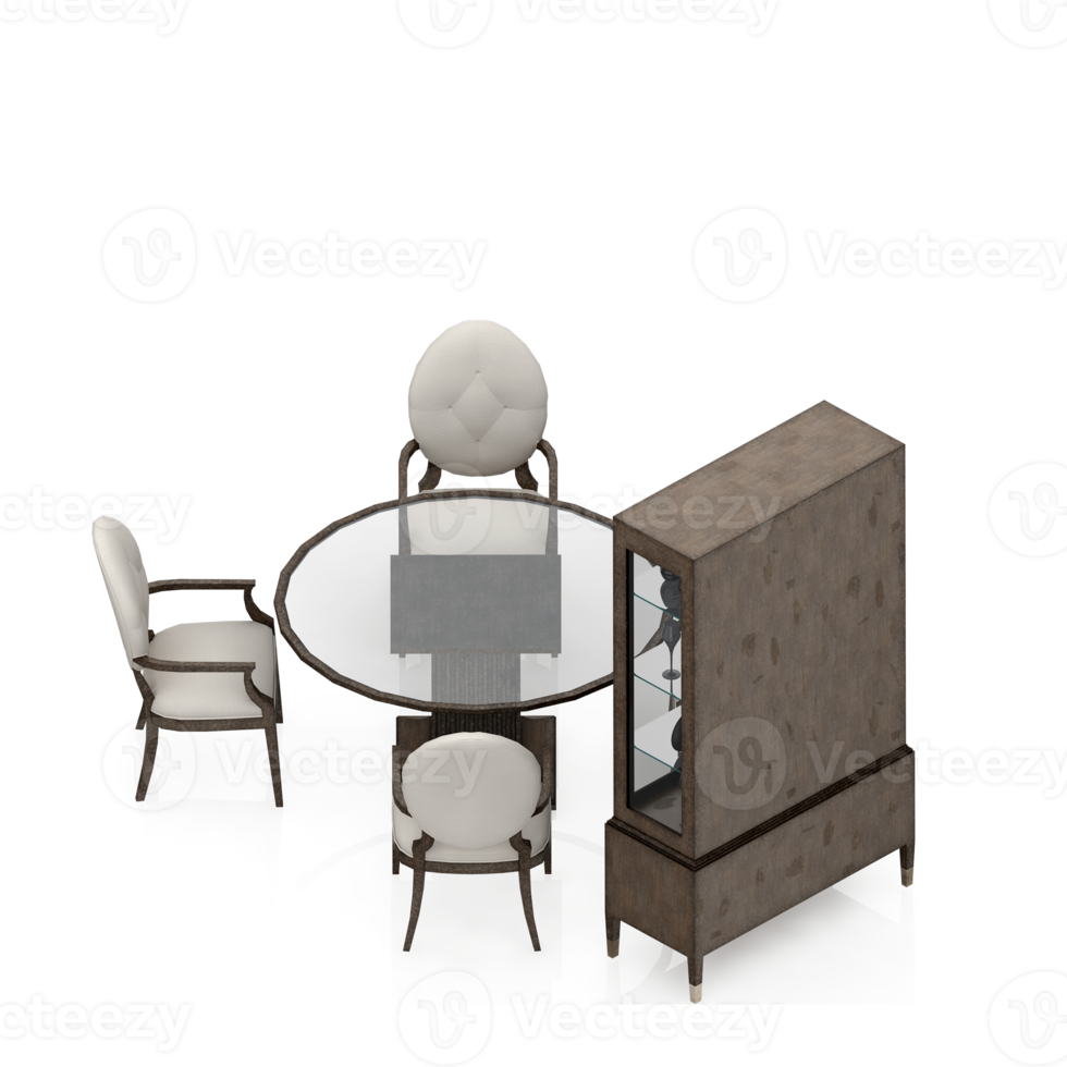 conjunto de mesa isométrica renderização 3d png