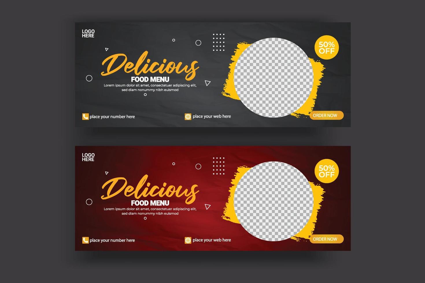 Social media cover banner food advertising discount sale offer template social media food cover post design vector