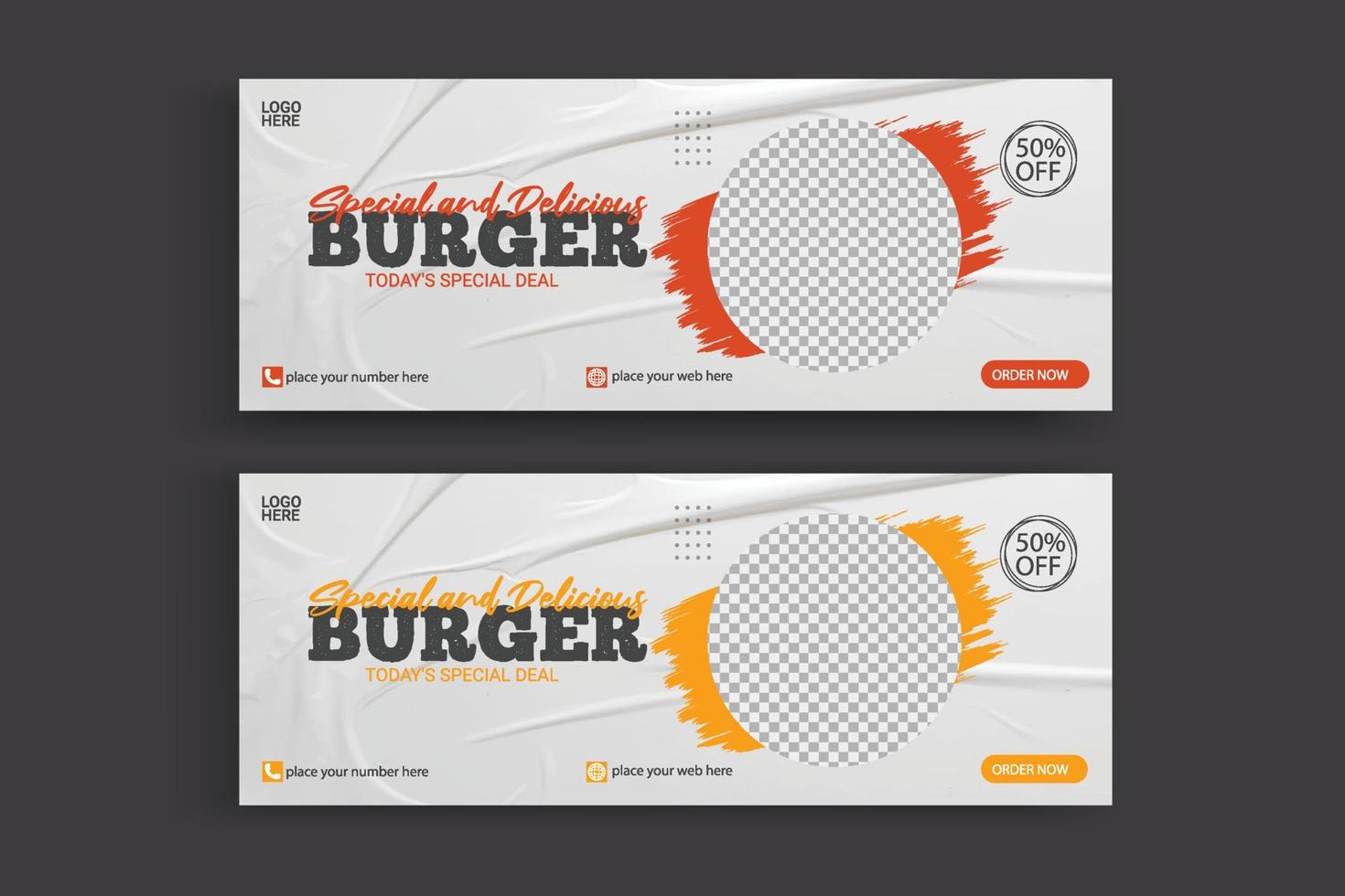 Social media cover banner food advertising discount sale offer template social media food cover post design vector