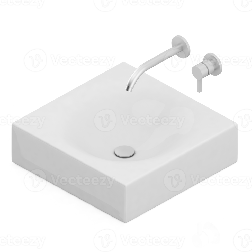 Isometric bathroom items 3D isolated render png
