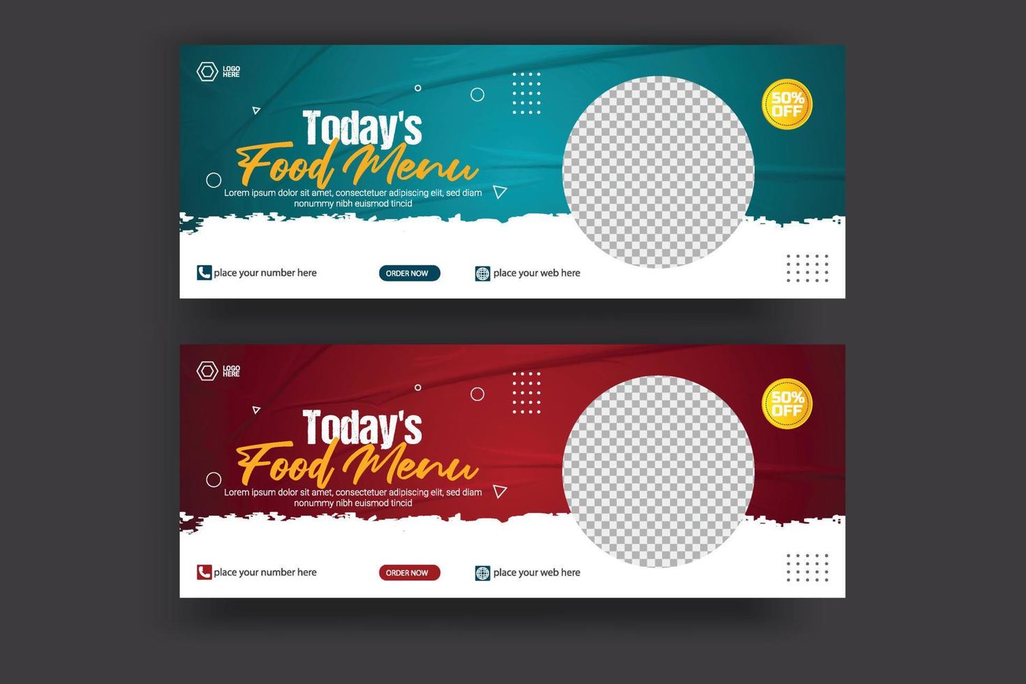 Social media cover banner food advertising discount sale offer template social media food cover post design vector