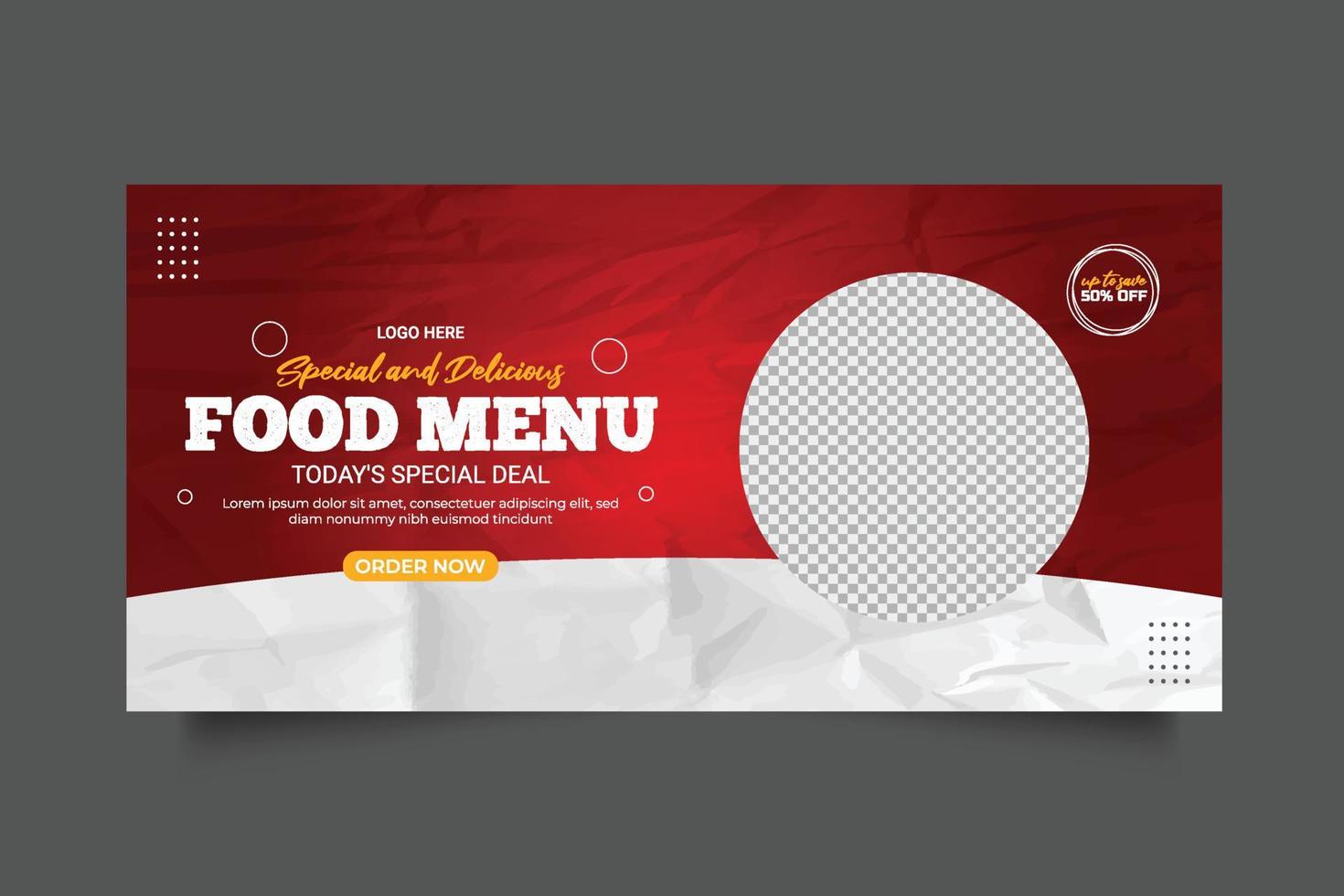 Food web banner food advertising discount sale offer template social media food cover post design vector