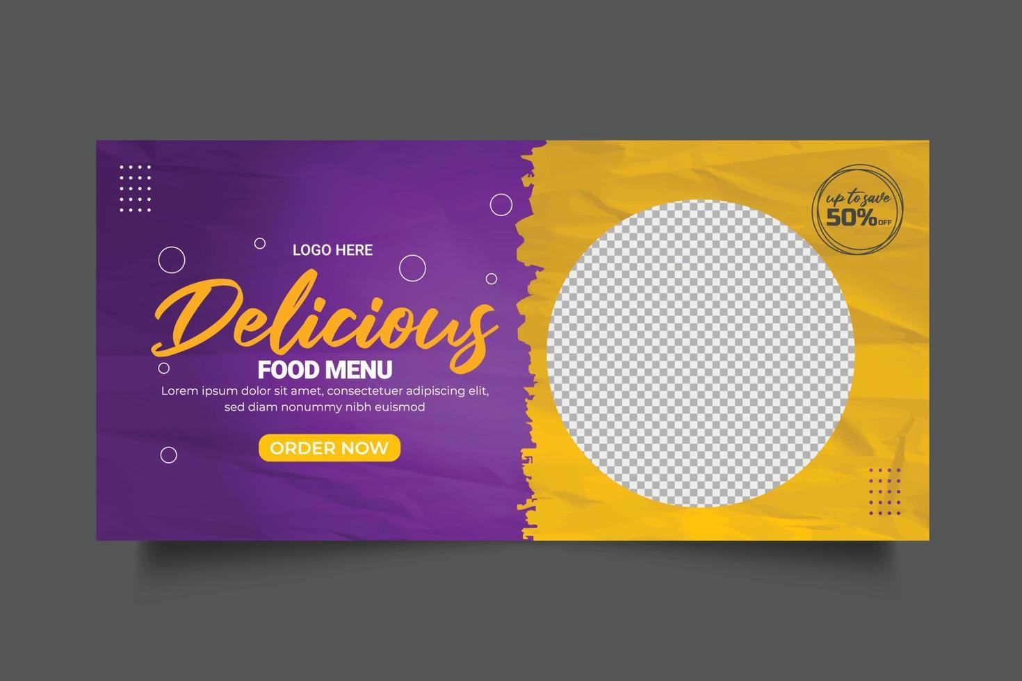 Food web banner food advertising discount sale offer template social media food cover post design vector