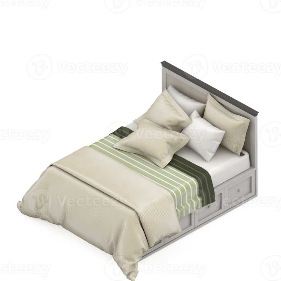 Isometric Bedroom 3D render png