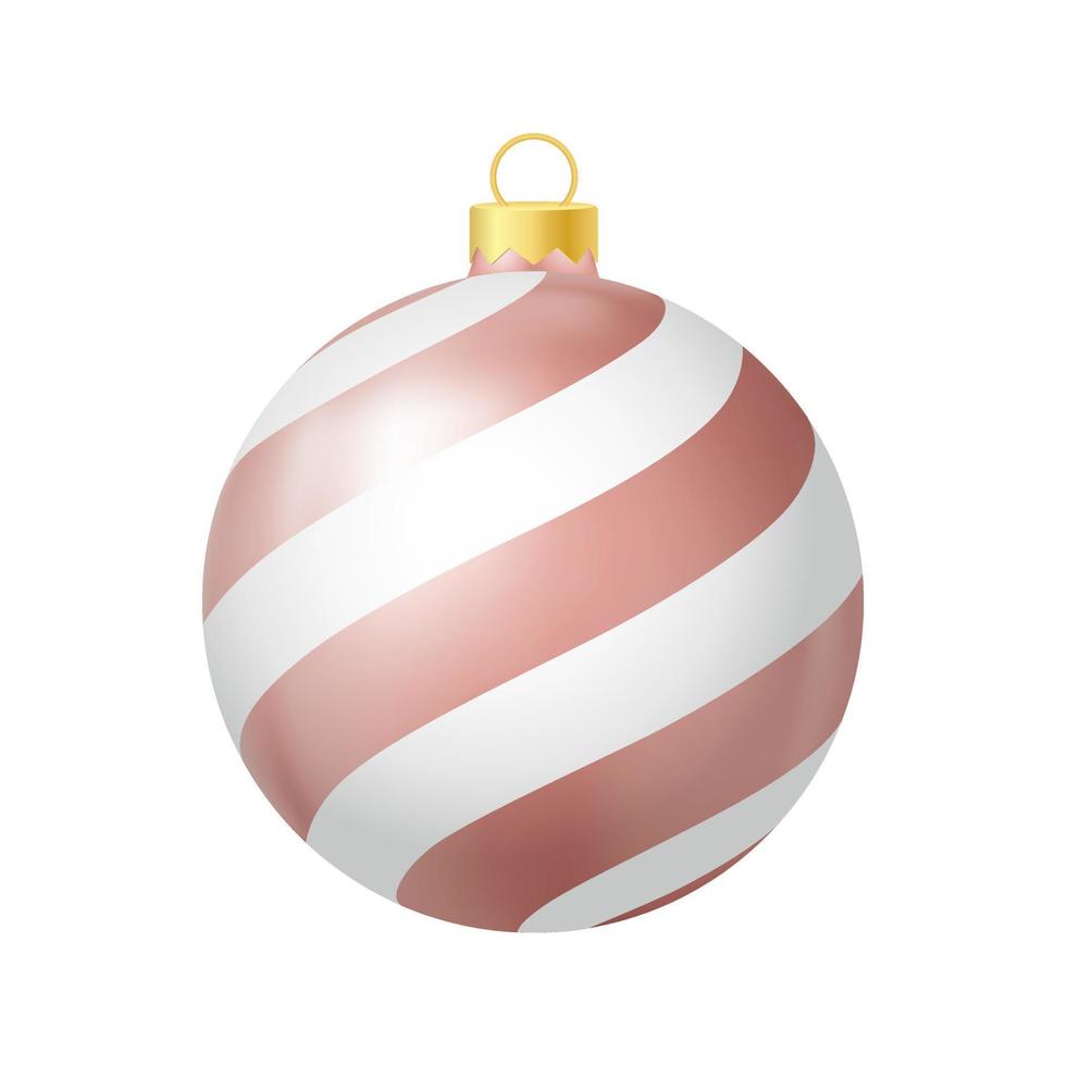 Beige Christmas tree toy with lines Realistic color illustration vector