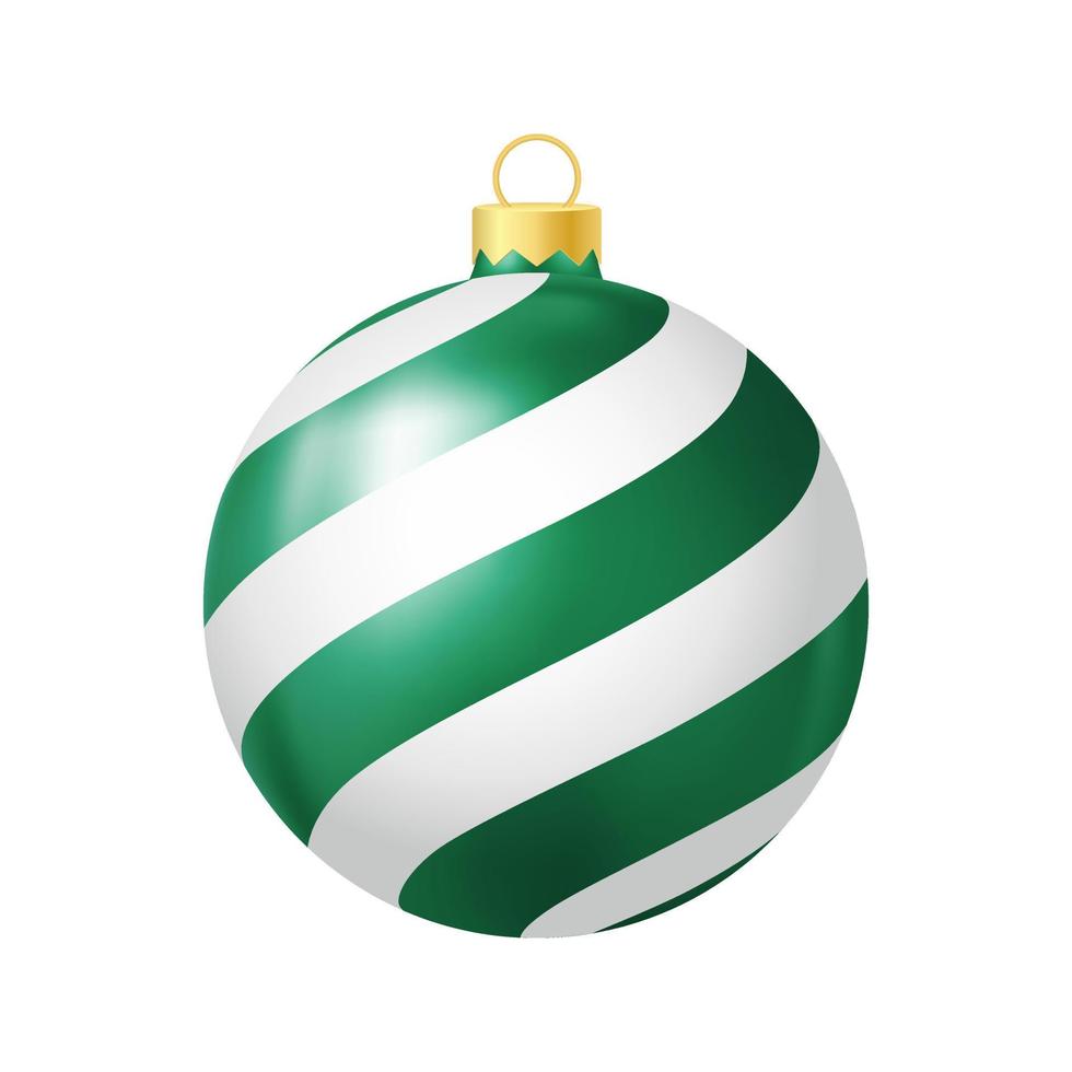 Green Christmas tree toy with lines Realistic color illustration vector