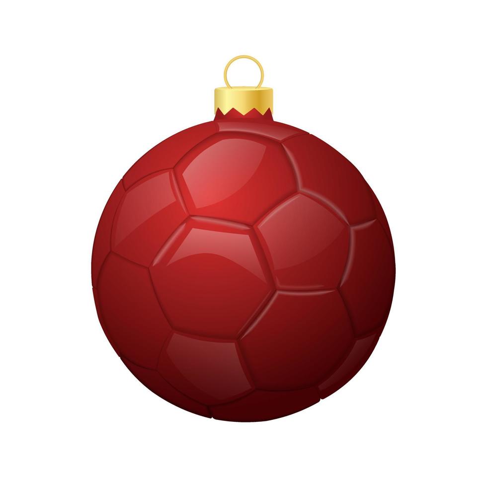 Red christmas soccer ball icon for christmas tree vector