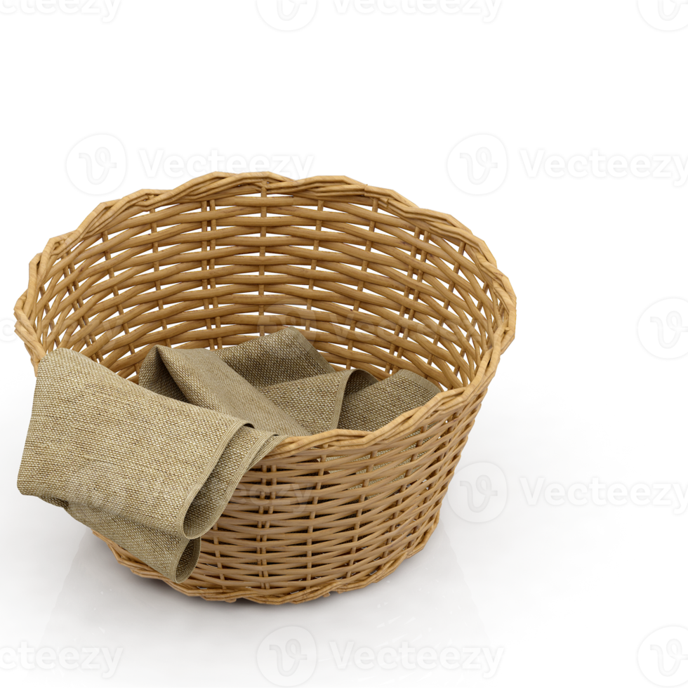 Isometric Picnic basket isolated 3D render png