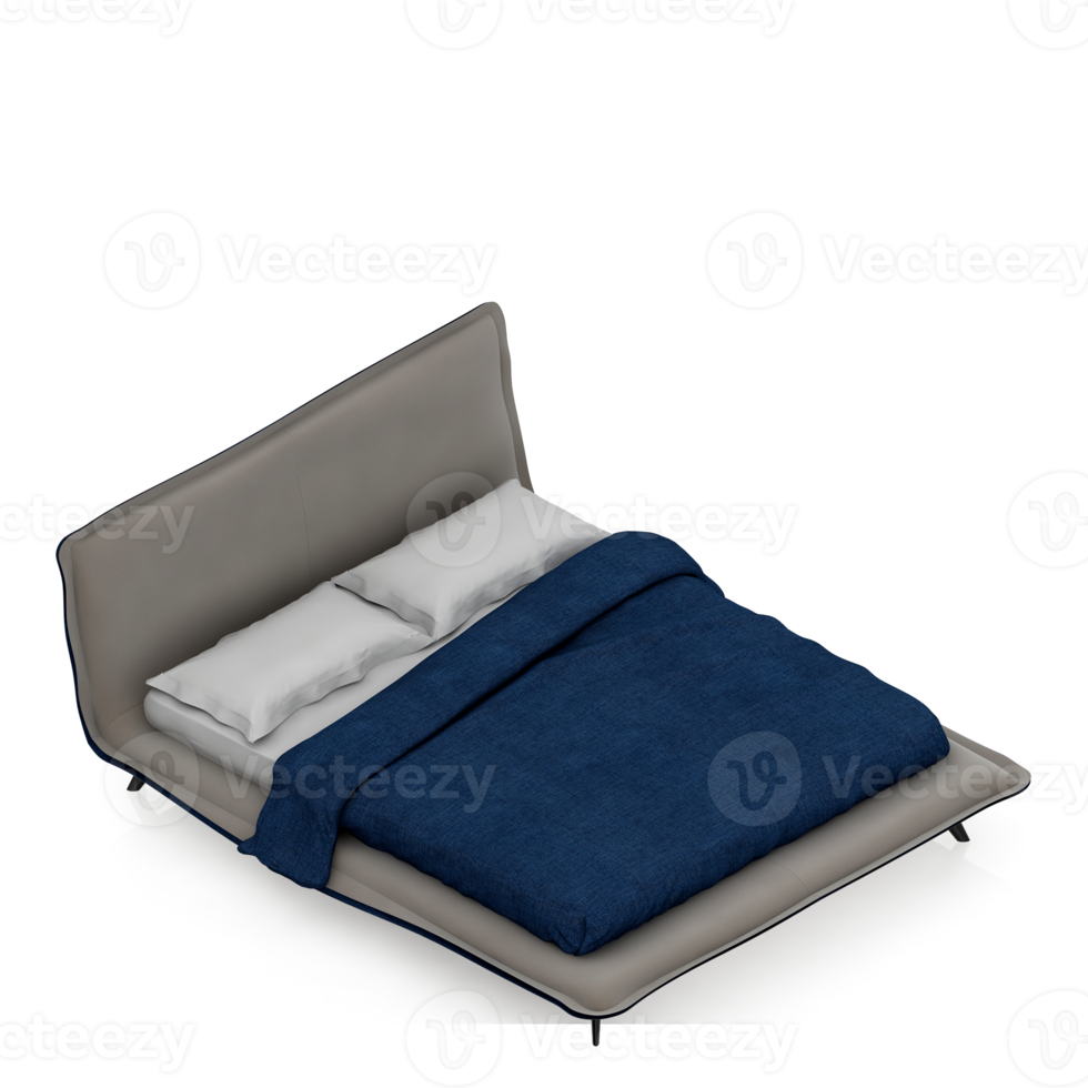 Isometric Bedroom 3D render png