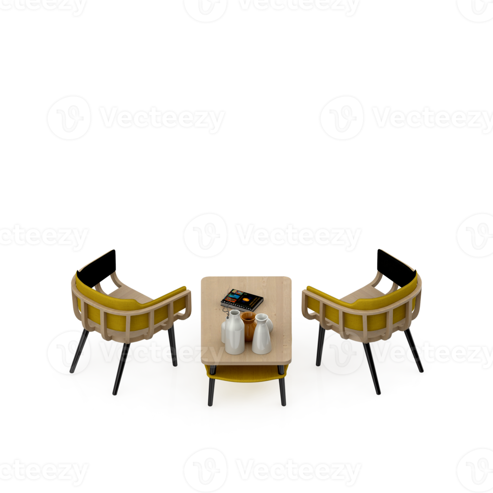 Isometric Table Set 3D render png