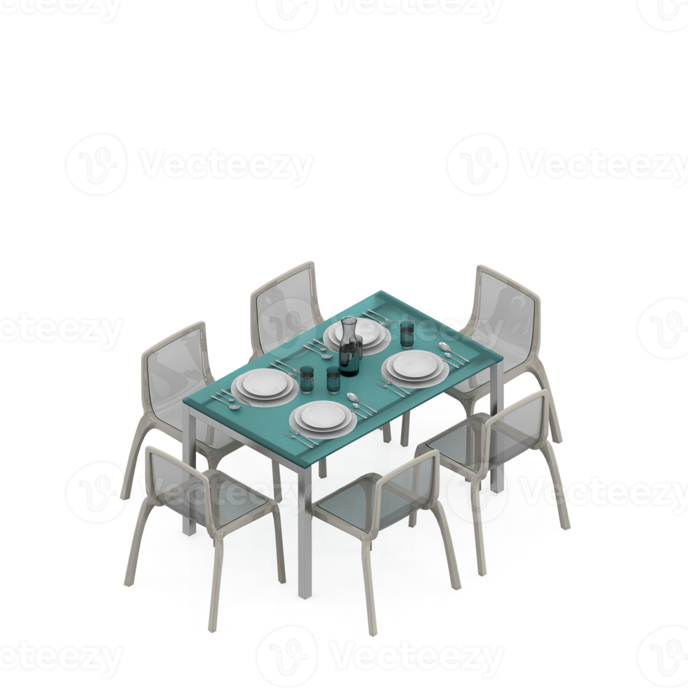 Isometric Table 3D render png