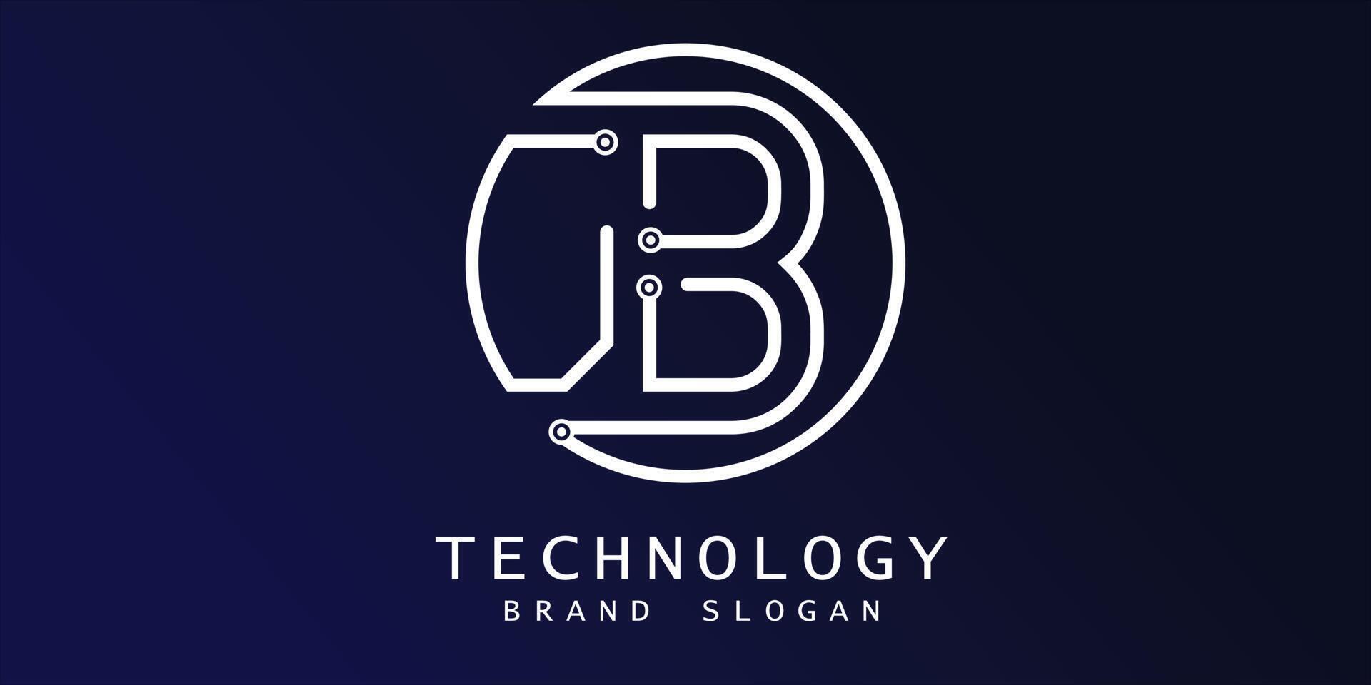 Technology logo with B letter in creative design premium vector