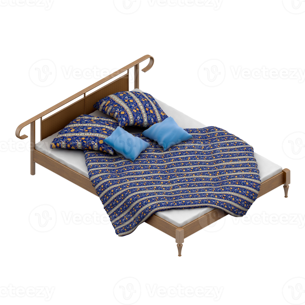 Isometric Bedroom 3D render png