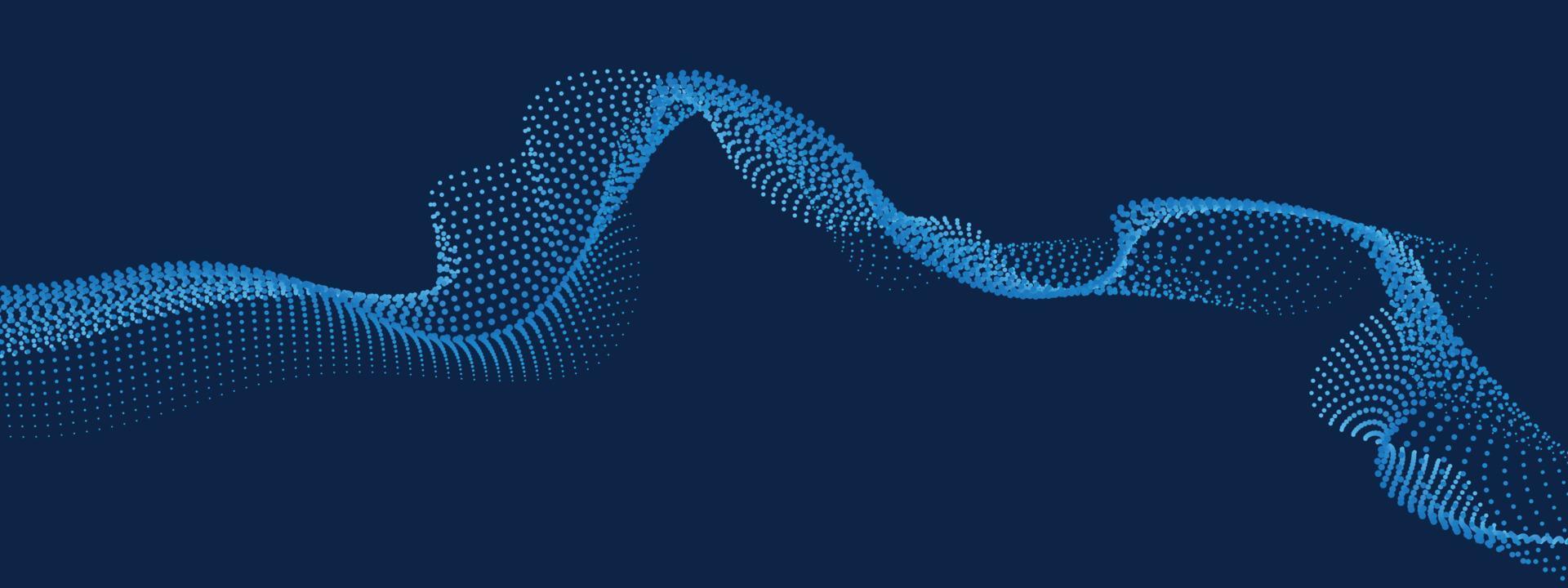 Abstract digital wave of particles flow vector