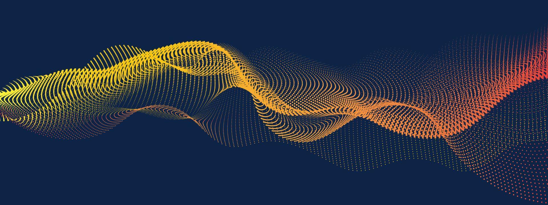 Abstract digital wave of particles flow vector