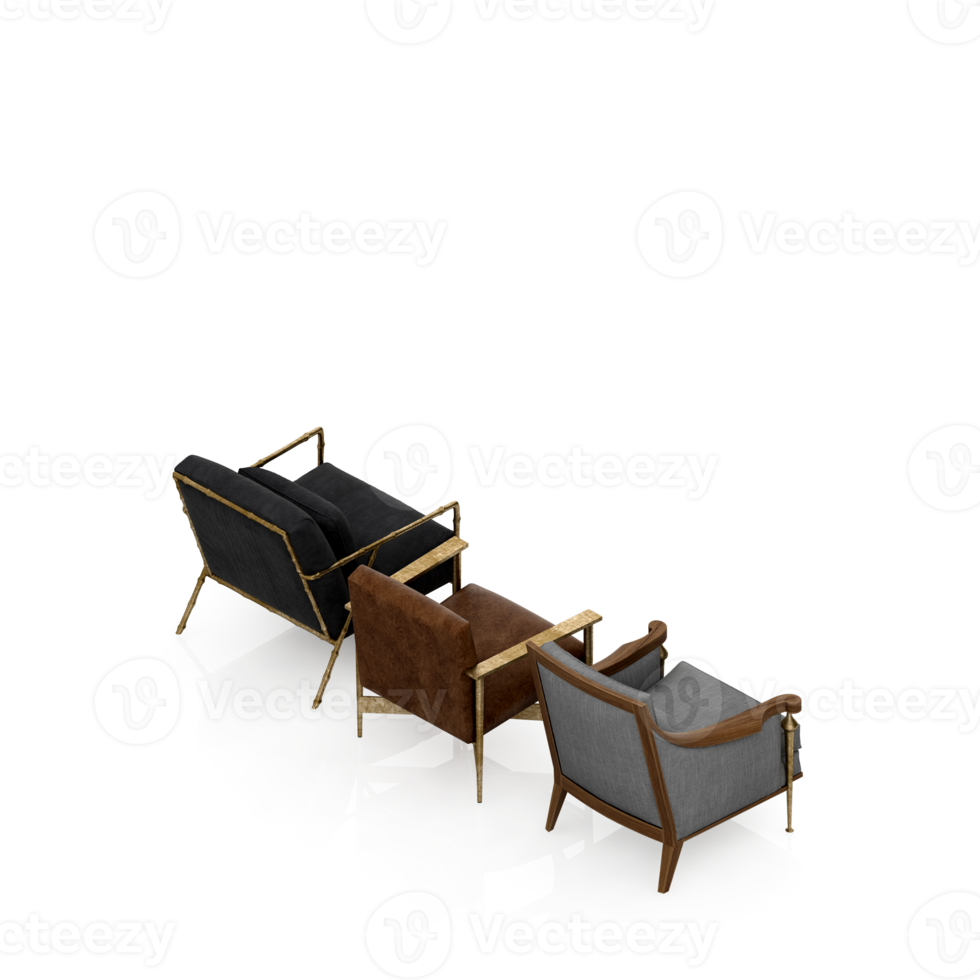 Isometric Chair 3D isolated rendering png