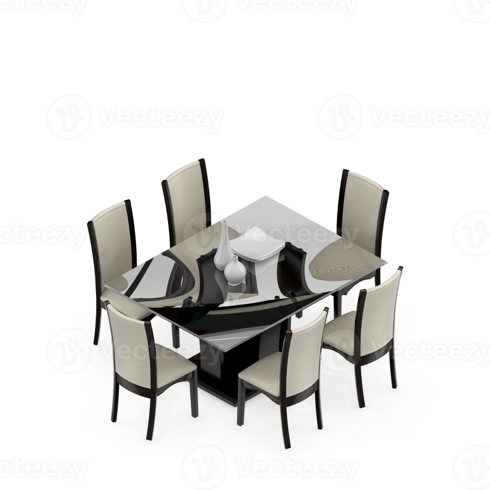 Isometric Table Set 3D render png