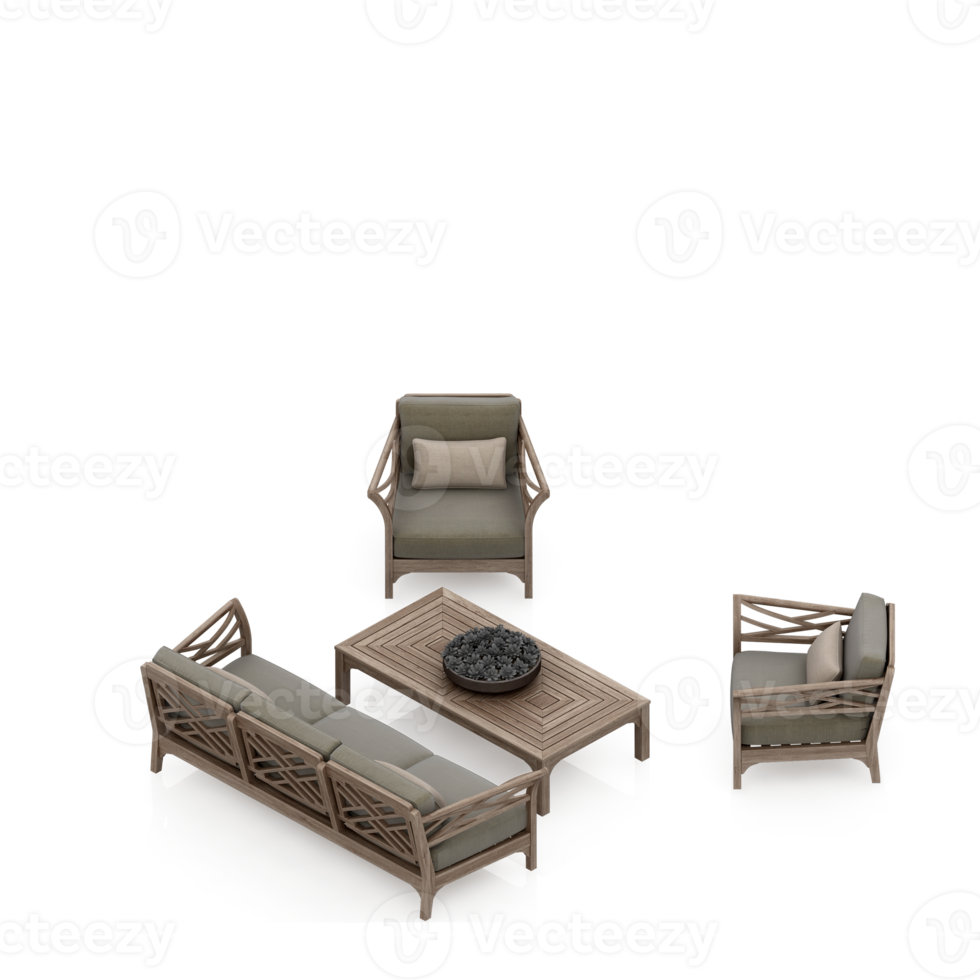 Isometric Table Set 3D render png