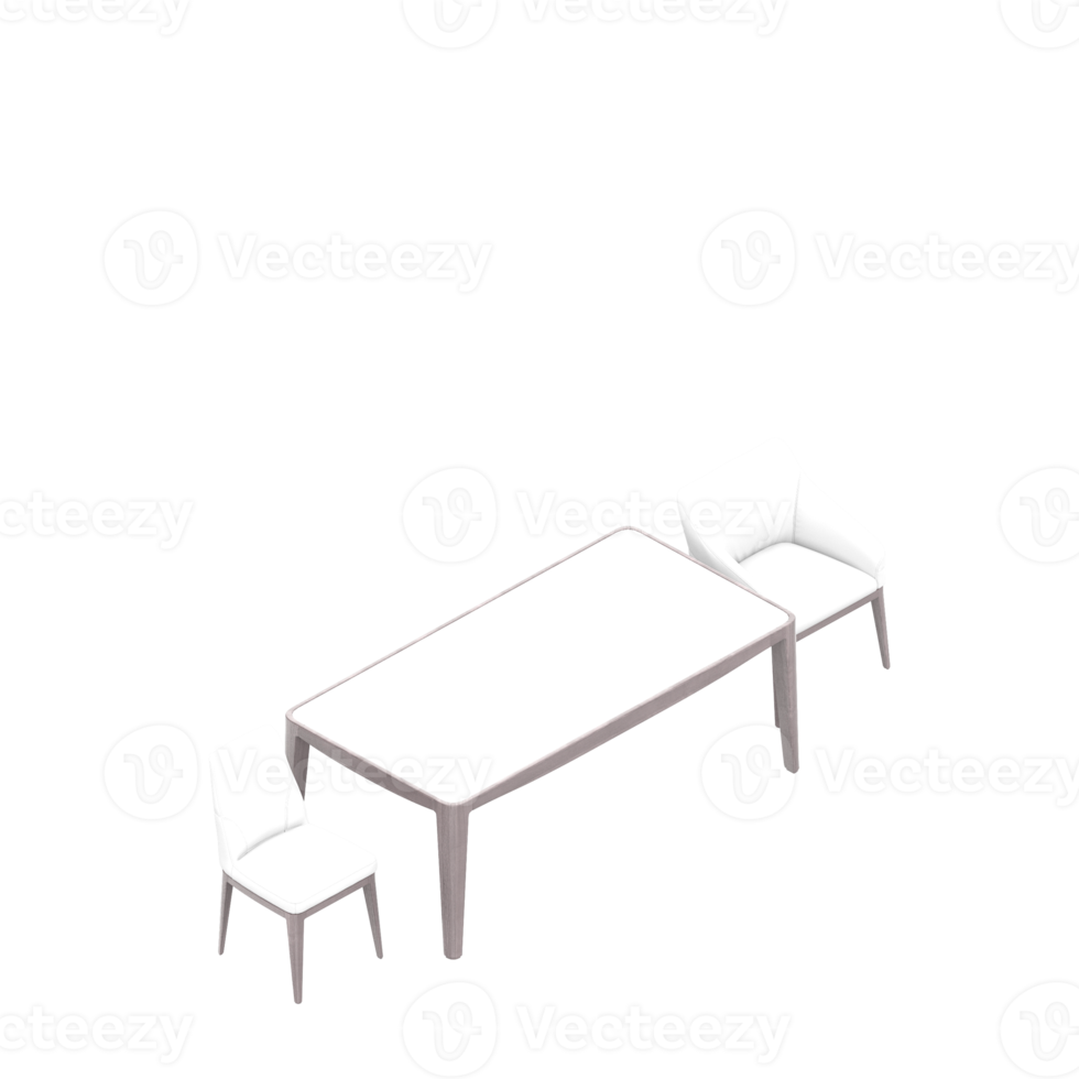 Isometric Table Set 3D render png