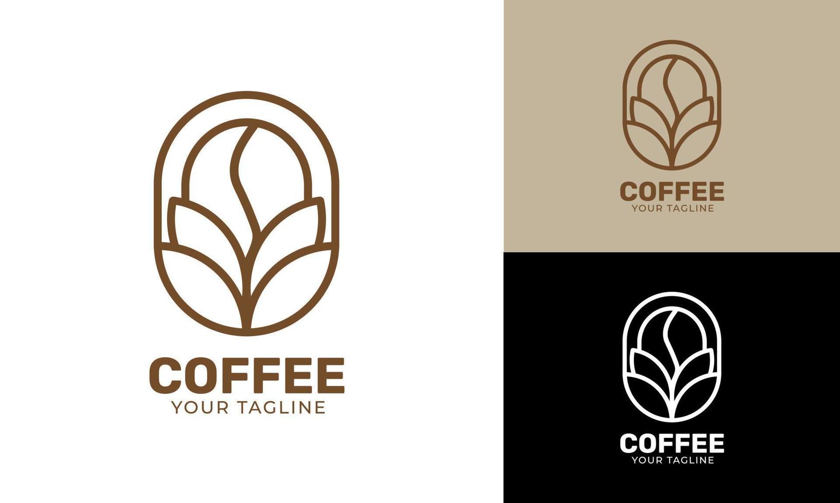 Flat design line modern coffee shop logo template vector