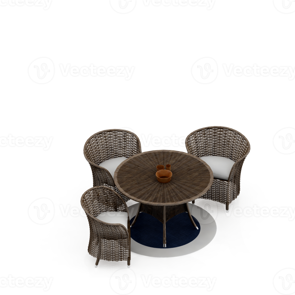 Isometric Table Set 3D render png