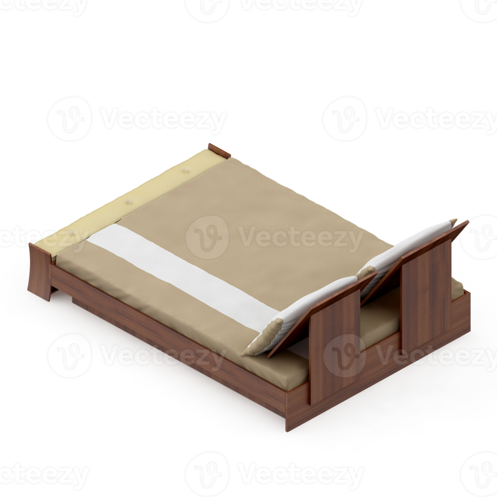 Isometric Bedroom 3D render png