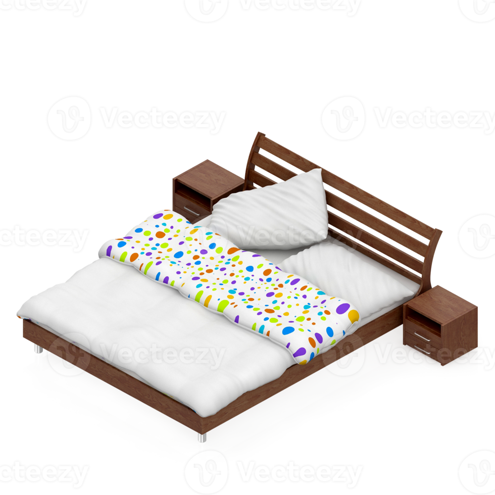Isometric Bedroom 3D render png