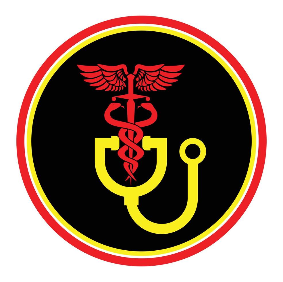 símbolo médico del caduceo, con dos serpientes, espada y alas, ilustración vectorial vector gratis